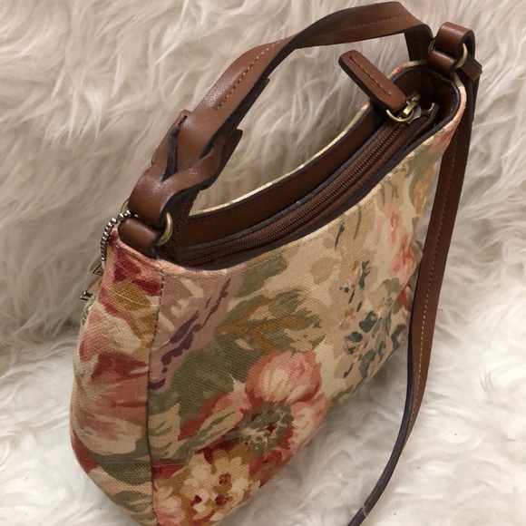 Fossil Canvas Leather Trim Crossbody Bag - Picture 6 of 9